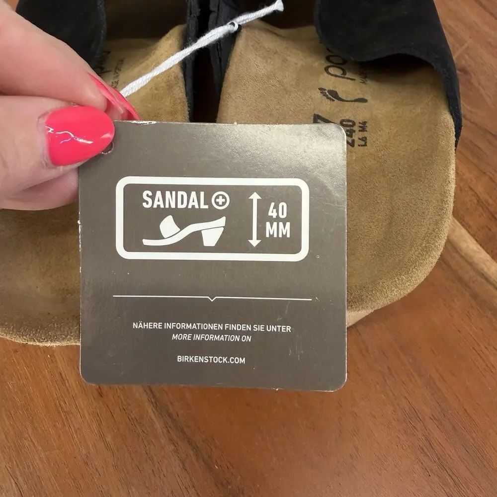 Papillio Birkenstock Wedge Sandals Womens 37 US 6 Black Suede New